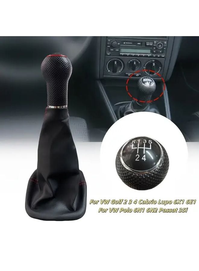 Red Faux Leather Shift Knob Cover For VW Golf 2 3 4 Cabriolet 6N1 6N2 Passat 35i 5 Speed Gear Stick Replacement - Image 3